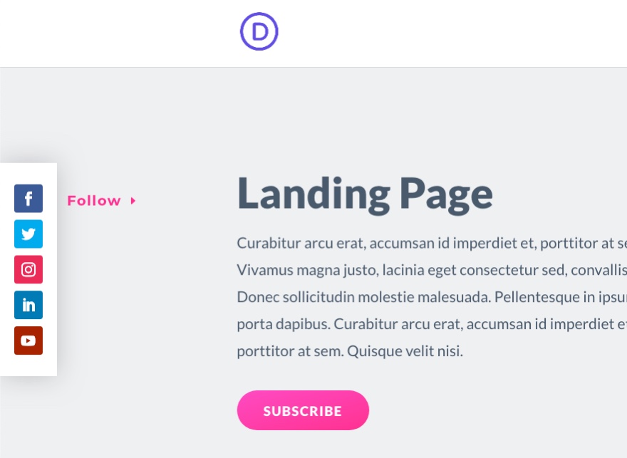 How to Design a Pop Out Social Media Follow Buttons Bar to your Page Template in Divi