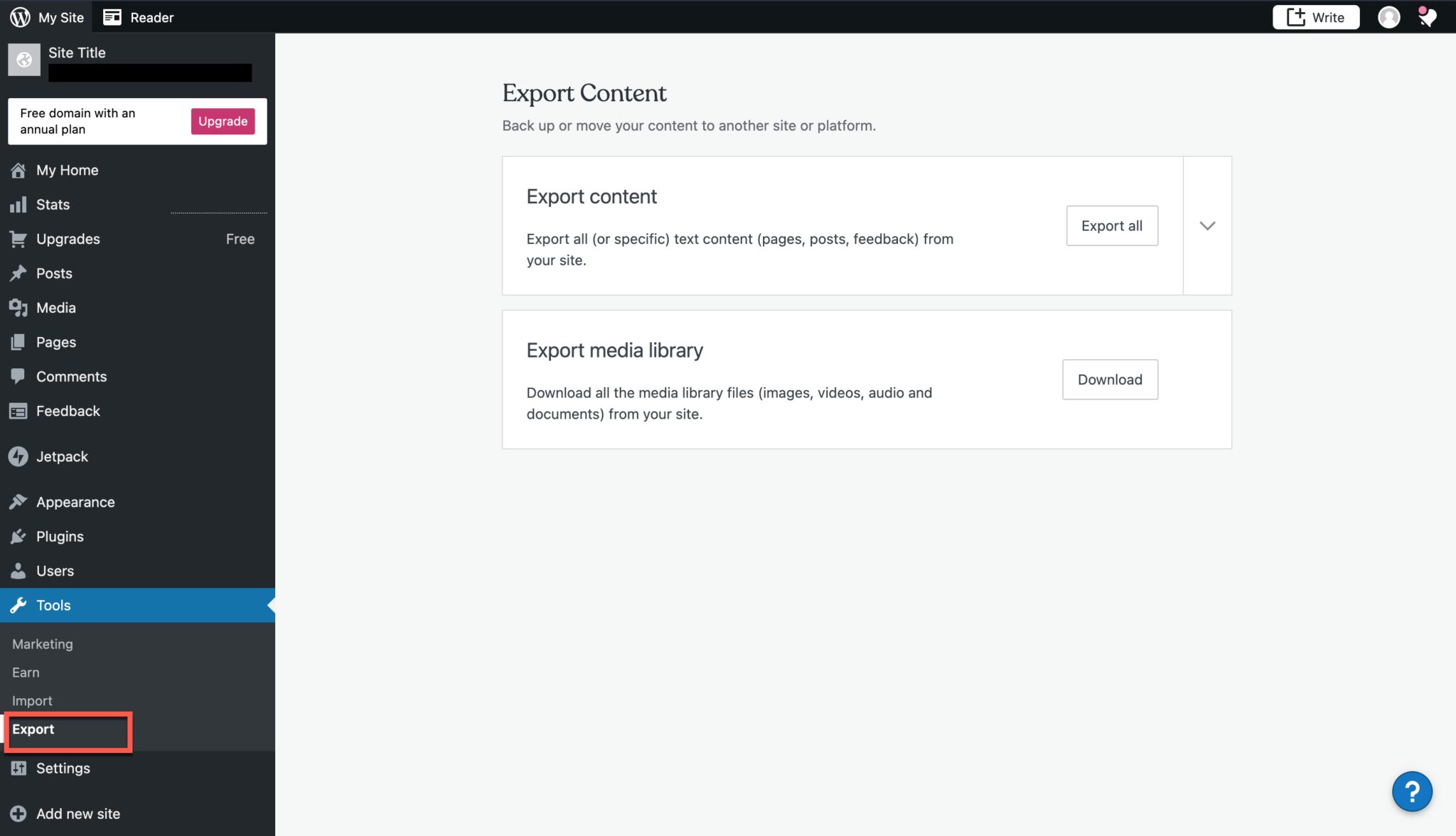 How to Use the WordPress Export Tool