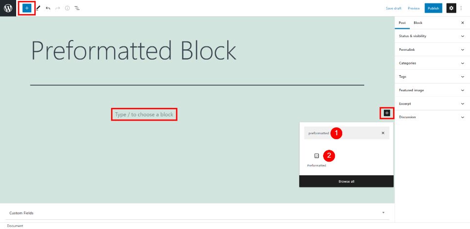 How to Use the WordPress Preformatted Block
