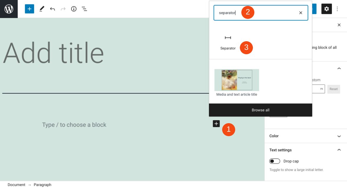How to Use the WordPress Separator Block