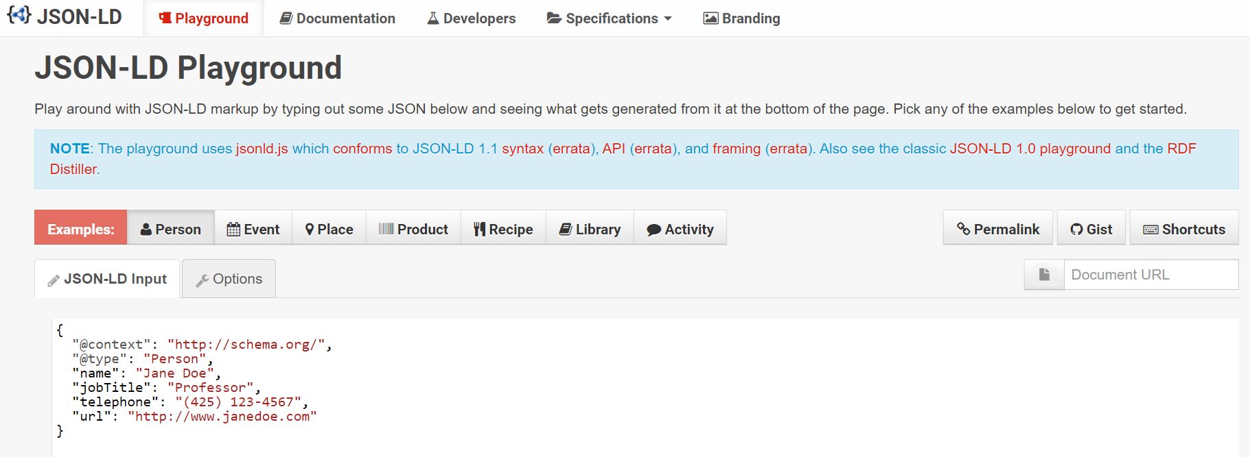 JSON-LD Playground 